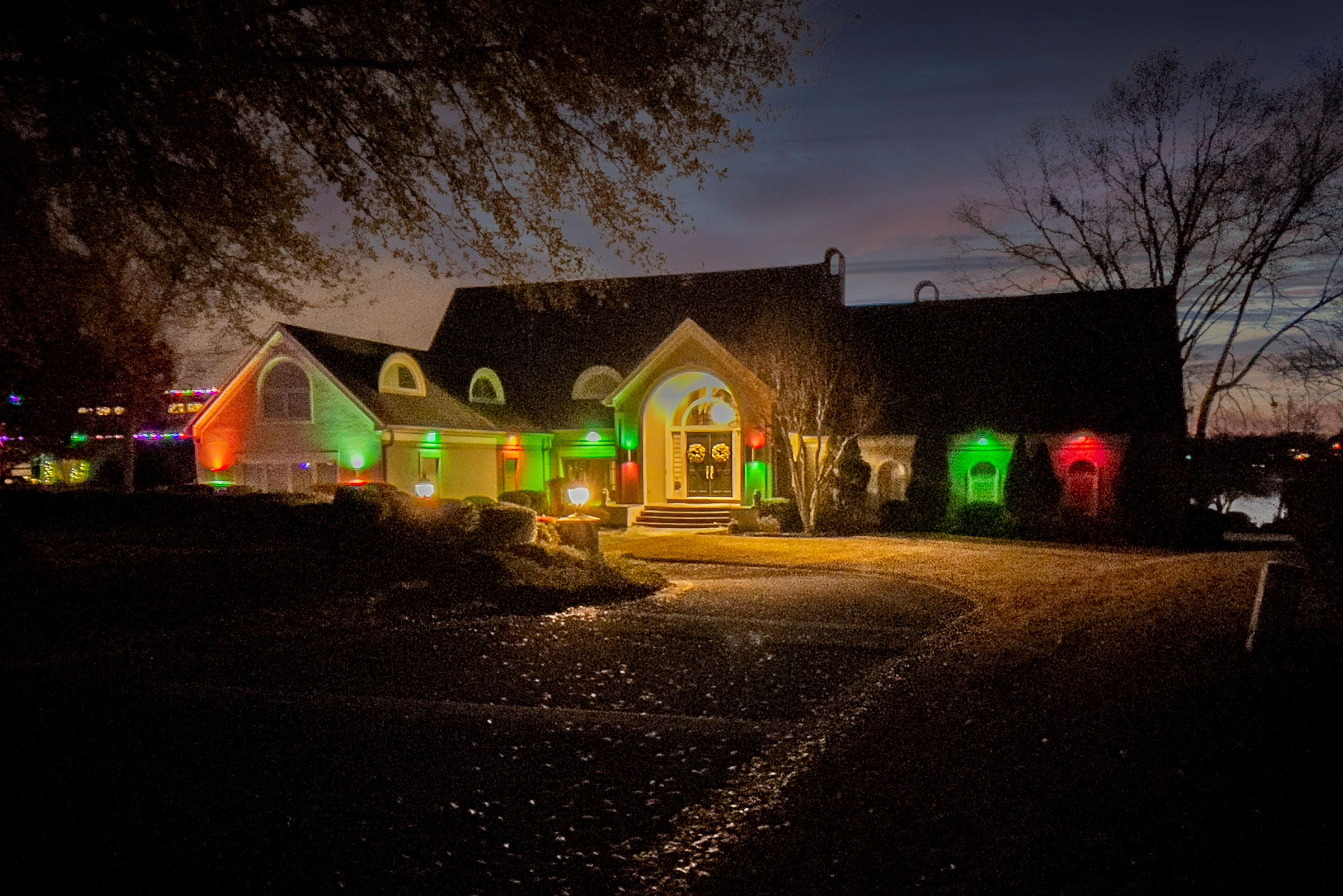 Christmas Lights on a house in East Shores Subdivision in Lakeland, TN